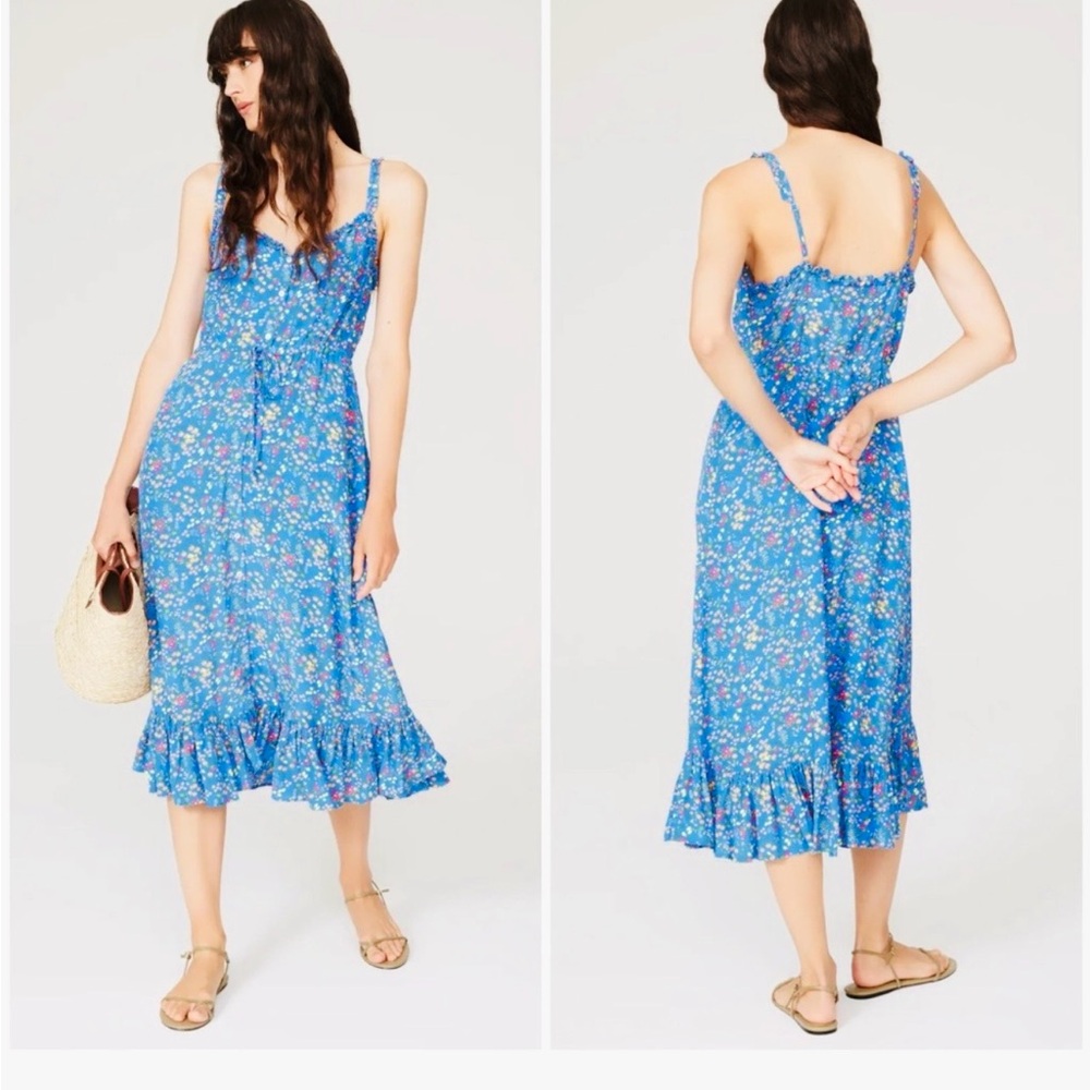Rails Adalyn Floral Blue Citrus Midi Dress